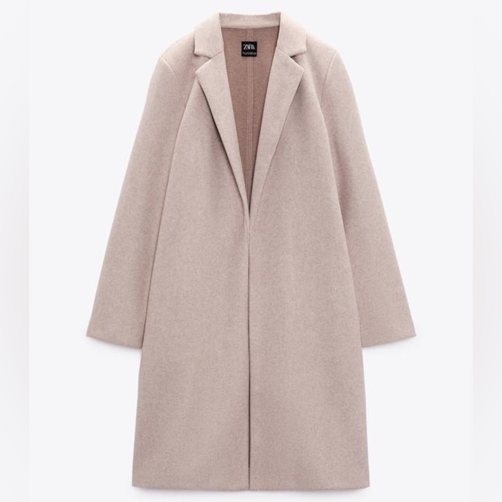 Zara Women's Beige Lapel Collar Coat- S